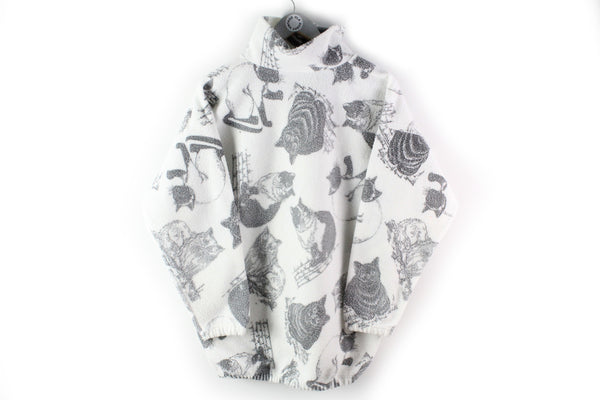 Vintage Cat Fleece 1/4 Zip Small