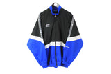 Vintage Umbro Track Jacket XXLarge black blue 90's full zip retro style windbreaker