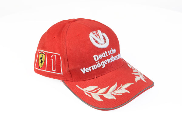 Vintage Ferrari Michael Schumacher Cap red big logo Deutsche Vermogensberatung baseball Formula 1 hat F1 red