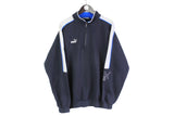 Vintage Puma Sweatshirt XXLarge size men's oversize blue pullover 1/4 zip cotton jumper sport sweat authentic athletic style clothing 90's retro