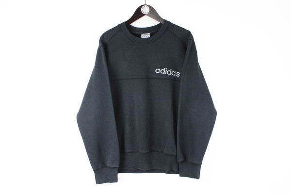 Vintage Adidas Sweatshirt black big logo 00s retro crewneck jumper