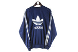 Vintage Adidas Sweatshirt Large navy blue big logo 90s retro crewneck sport jumper