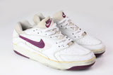 Vintage Nike Sneakers US 9 white leather purple 90s tennis trainers