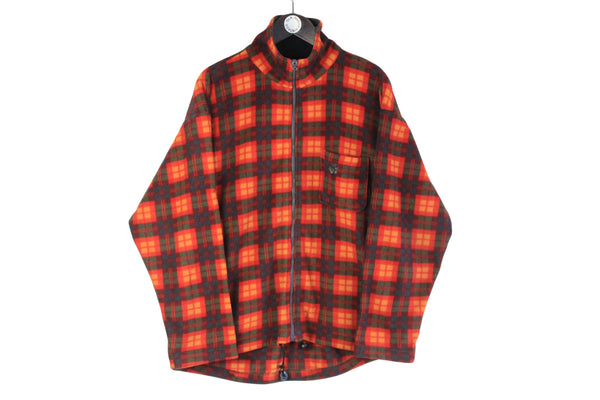 Vintage Jack Wolfskin Fleece Full Zip plaid pattern outdoor winter 90s retro sweater