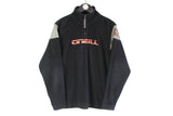 Vintage O'Neill Fleece 1/4 Zip black 90s big logo surfing ski extreme sweater