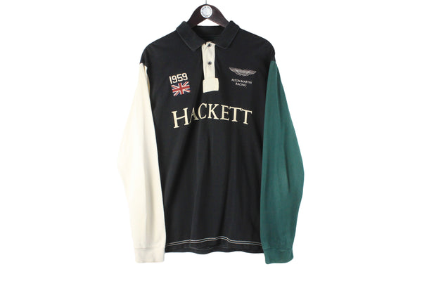 Aston Martin Racing Hackett Rugby Shirt multicolor big logo collared sport shirt