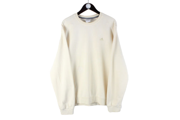 Vintage Adidas Sweatshirt XLarge beige small logo minimalistic sport crewneck jumper 00s