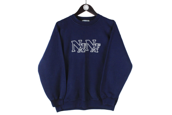 Vintage Naf Naf Sweatshirt Small size navy blue pullover big logo long sleeve sport streetwear luxury athletic 90's 80's style basic casual 