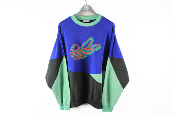 Vintage Adidas Sweatshirt Large rare 80s big logo sport jumper