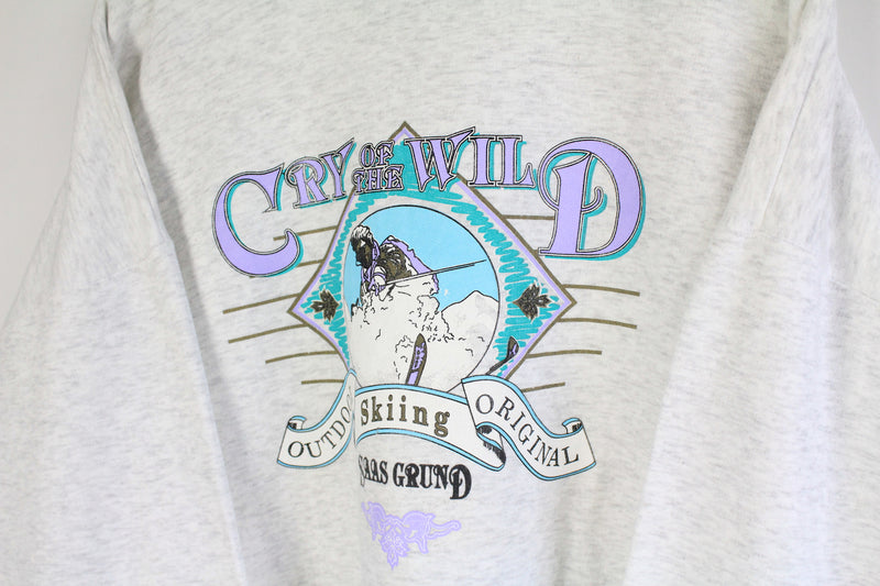 Vintage Ski Theme Sweatshirt XLarge