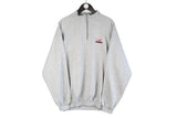 Vintage Diadora Sweatshirt 1/4 Zip gray 90s small logo retro jumper