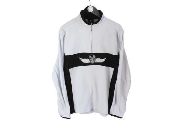 Vintage Bogner Fleece 1/4 Zip Large white black 00s big logo retro style micro-fleece ski sweater