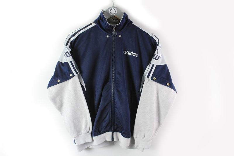 Vintage Adidas Track Jacket XSmall blue gray 90s big logo sport jacket