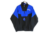 Vintage Asics Anorak Medium size half zip windbreaker black blue sweatshirt sport style 90's wear authentic athletic clothing