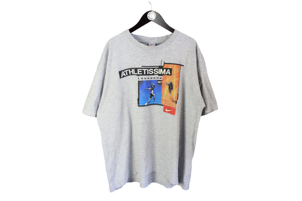 Vintage Nike T-Shirt XLarge / XXLarge gray Athletissima Lausanne 1997 97 retro sport style 90s tee