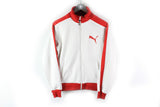 Vintage Puma Track Jacket Small white red big logo 90s full zip