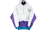 Vintage Adidas Hoodie Half Zip white purple 90s retro style  how the eagle fly