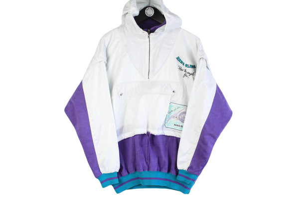 Vintage Adidas Hoodie Half Zip white purple 90s retro style  how the eagle fly