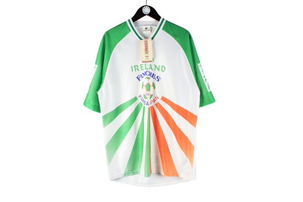 Vintage Ireland 2002 Korea Japan World Cup O'Neills NWT T-Shirt Large white green orange 90s retro classic sport style jersey shirt