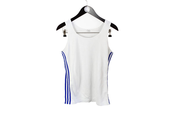 Vintage Adidas Top Small white blue 80's made in West Germany classic sleeveless t-shirt