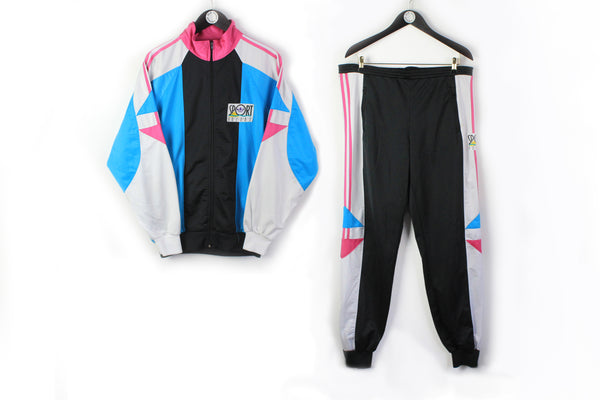 Vintage Adidas Tracksuit Large Sport team 90s classic black pink retro style athletic suit