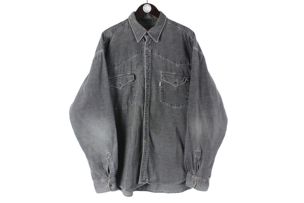 Vintage Levi's Corduroy Shirt XXLarge gray 90s retro USA work wear oversized shirt