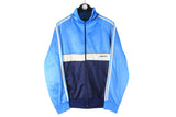 Vintage Adidas Track Jacket Large blue 80s retro sport style classic 3 stripes windbreaker