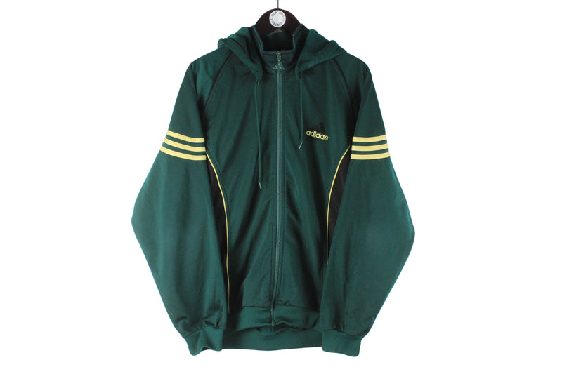 Vintage Adidas Track Jacket Large green 90s retro green big logo sport windbreaker