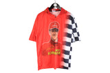 Vintage Schumacher T-Shirt Large size collared tee big logo Michael Ferrari Formula 1 top racing race wear merch F1 rare retro tee 90's style