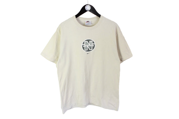 Vintage Nike T-Shirt Medium gray 90s athletics center logo retro style cotton tee