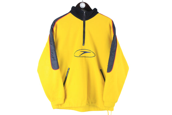 Vintage Speedo Fleece 1/4 Zip Small yellow big logo sport style 90s retro warm sweater