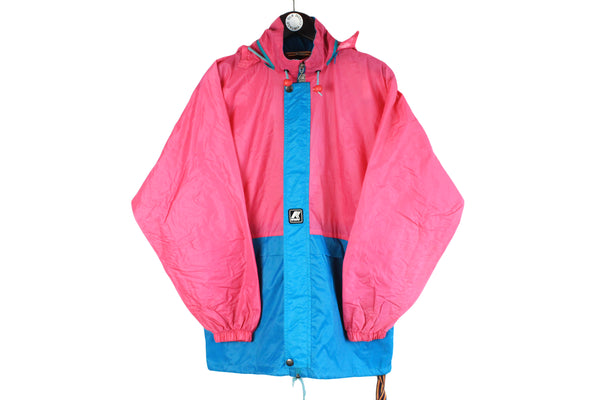 Vintage K-Way Jacket full zip blue pink 90s raincoat windbreaker 