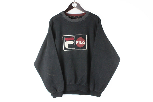 Vintage Fila Sweatshirt black big logo 90s retro crewneck sport jumper