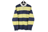 Vintage Ralph Lauren Rugby Shirt Large size men's collared long sleeve classic basic pullover 90's 80's style sweat striped pattern rare retro 90's 80's streetwear luxury brand casual hipster