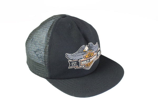 Vintage Harley-Davidson Trucker Cap black big logo 80's motor sport style hat