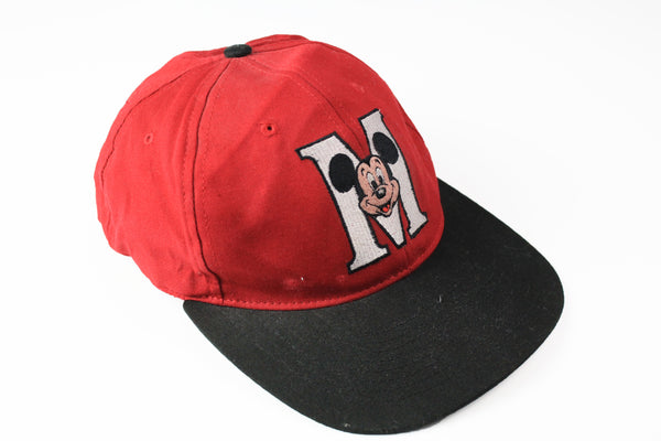 Vintage Mickey Mouse Disney Cap red black big logo 90s cartoon hat