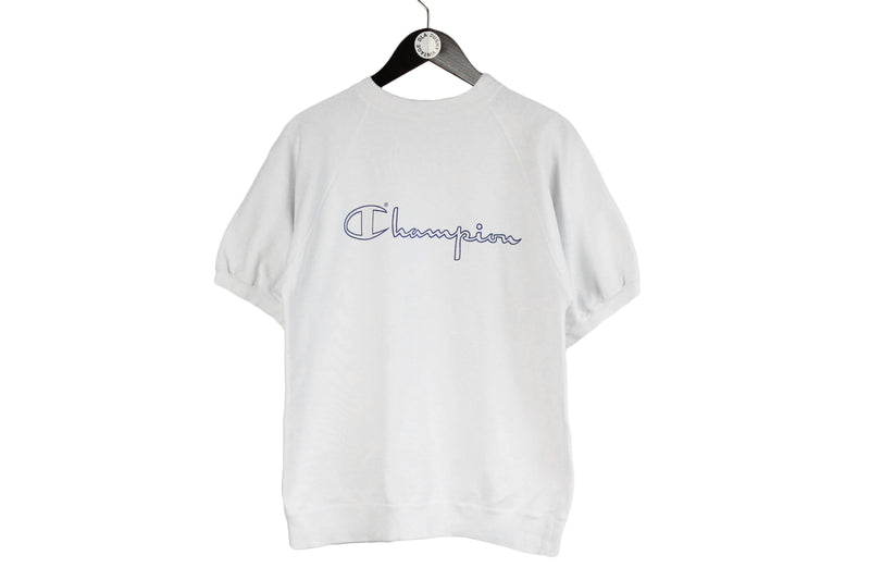 Vintage Champion T-Shirt Medium size white basic sport tee big logo authentic athletic short sleeve training top 90's style rare shirt