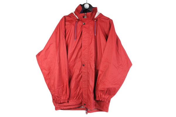 Vintage K-Way Jacket  red raincoat hooded windbreaker 90s  outdoor streetwear