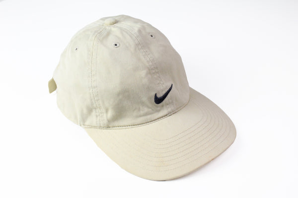 Vintage Nike Cap beige small swoosh logo 90s  retro style hip hop hat