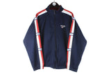 Vintage Reebok Track Jacket Large navy blue 90s retro sport UK style windbreaker jacket