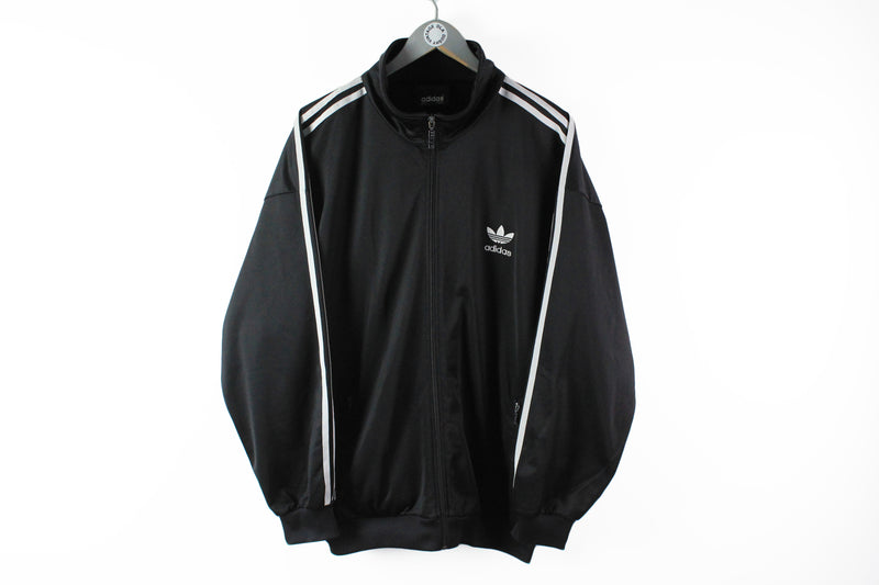 Vintage Adidas Track Jacket XXLarge black classic 90s white stripes