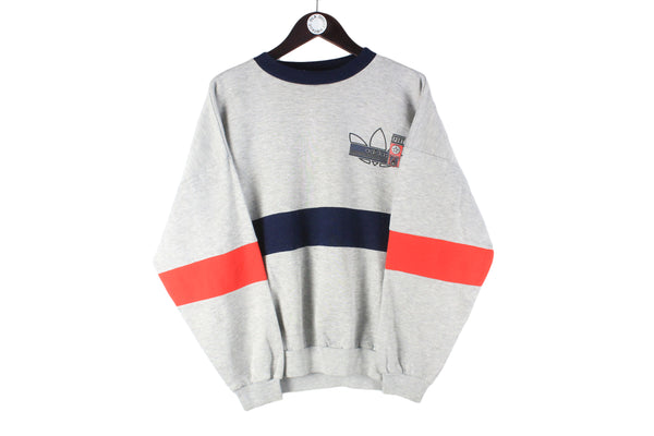 Vintage Adidas Sweatshirt Small / Medium gray big logo 90s retro crewneck sport style jumper