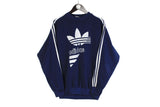 Vintage Adidas Tracksuit Large size men's navy blue sweatshirt and pants sport suit big logo 90's style tree strips brand classic pullover crew neck