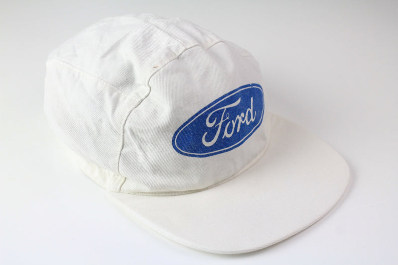 Vintage Ford Cap white big logo 90s sport motor hat