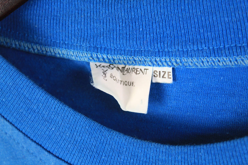 Vintage Yves Saint Laurent Bootleg Big Embroidery Logo T-Shirt Large / XLarge