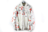 Vintage Reebok Track Jacket Medium / Large white abstract pattern 80s sport jacket