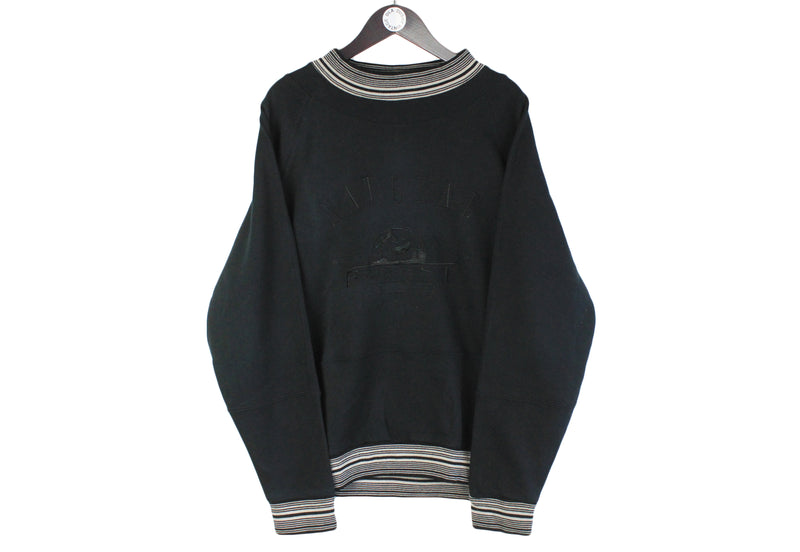 Vintage Bogner Sweatshirt black nature forest big logo 90s crewneck sport jumper made in Italy