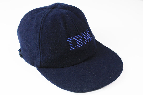 Vintage IBM Cap navy blue 90s IT retro rare hat wool
