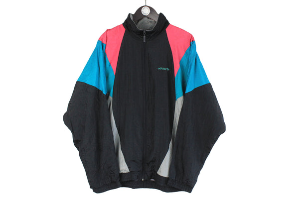 Vintage Adidas Track Jacket  black full zip 90s retro style windbreaker sport jacket