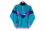 Vintage Fleece Women's Small size techwear mountain outdoor sport active wear ski snowboard jumper long sleeve rare retro 90's 80's clothing half zip blue sweatshirt